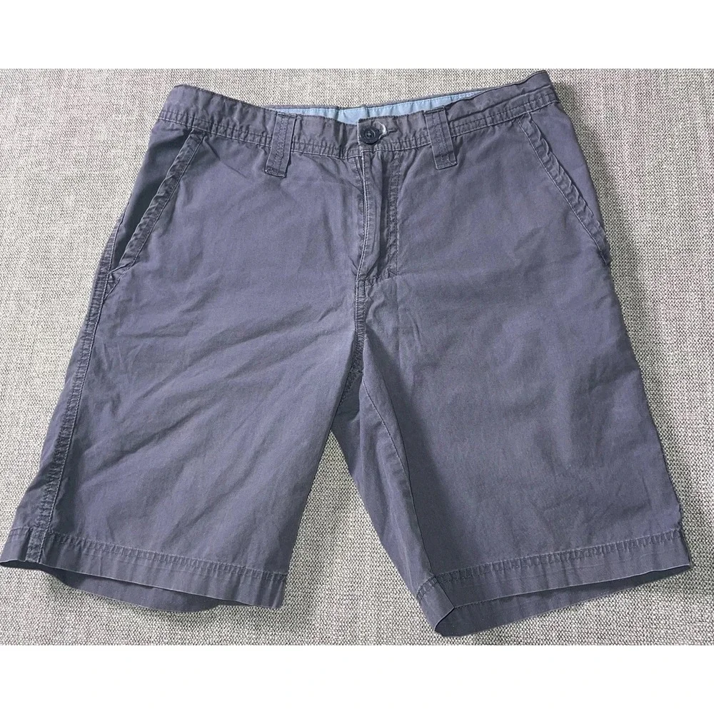 Columbia Chino Shorts Mens 30x10 Navy Blue Flat Front Zip Fly Logo Streetwear